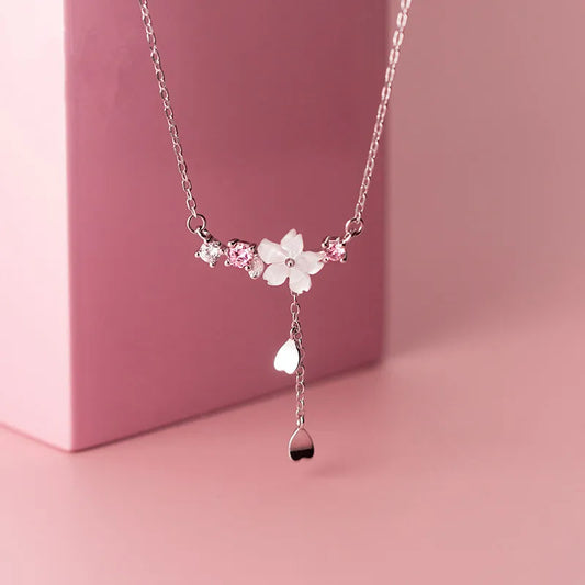 Romantic Pink Cherry Blossom Clavicle Chain