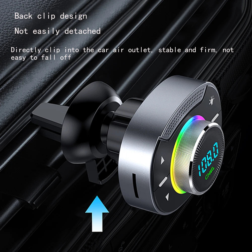 LED Car Bluetooth 5.3 FM Car Transmitter 3.5mm AUX Adapter MP3 Player PD30W QC18W Fast Charger Hands-Free Calls Car Accessories