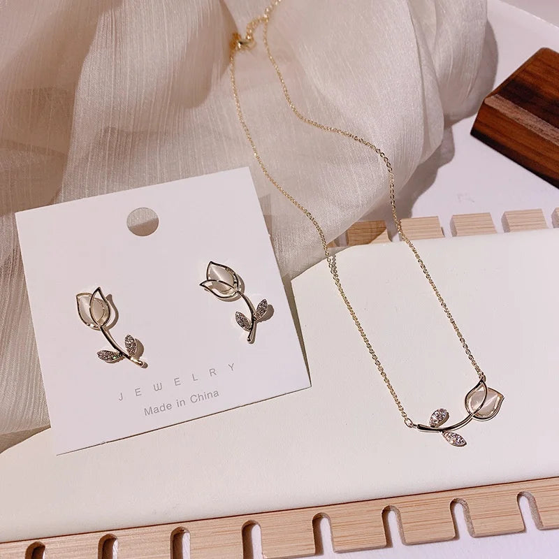 Romantic Pink Cherry Blossom Clavicle Chain