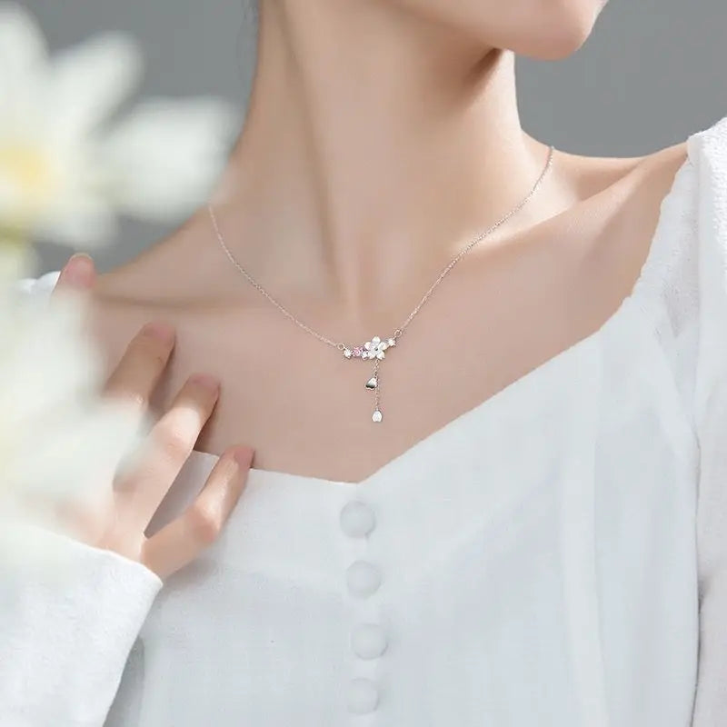 Romantic Pink Cherry Blossom Clavicle Chain
